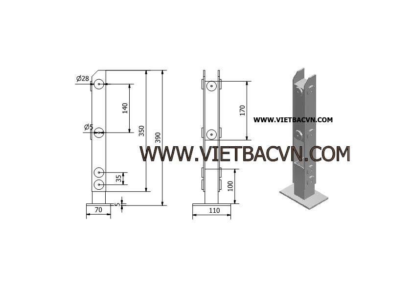 Trụ lan can kính, trụ cầu thang inox, trụ lan can thép không gỉ